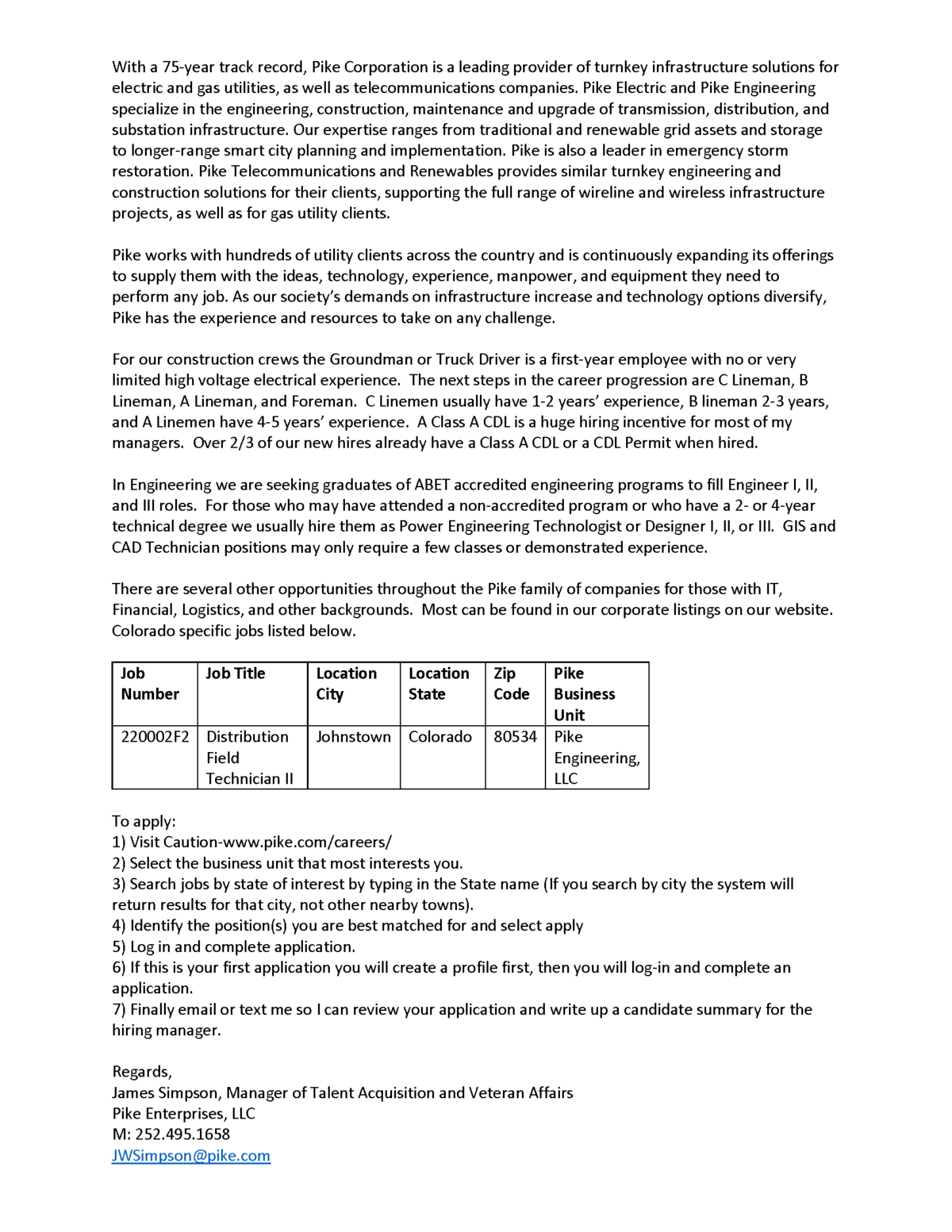 Employment Colorado JCF