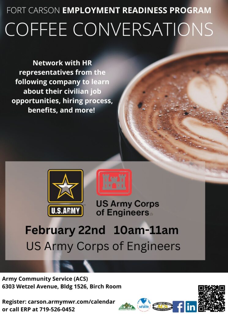 Network with HR representatives from the following company to learn about their civilian job opportunities, hiring process, benefits and more! Join us February 22nd from 10am-11am at the Army Community Service (ACS): 6303 Wetzel Avenue, Bldg 1526, Birch Room Click the link in the title for more information.