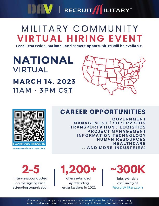 March  1 4 , 2 0 2 3
1 1 AM - 3 PM  C S T
Career Opportunities;
-Government
-Management 
-Supervision
-Transportation
-Logistics