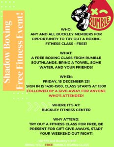 Free kick boxing class at Buckley 