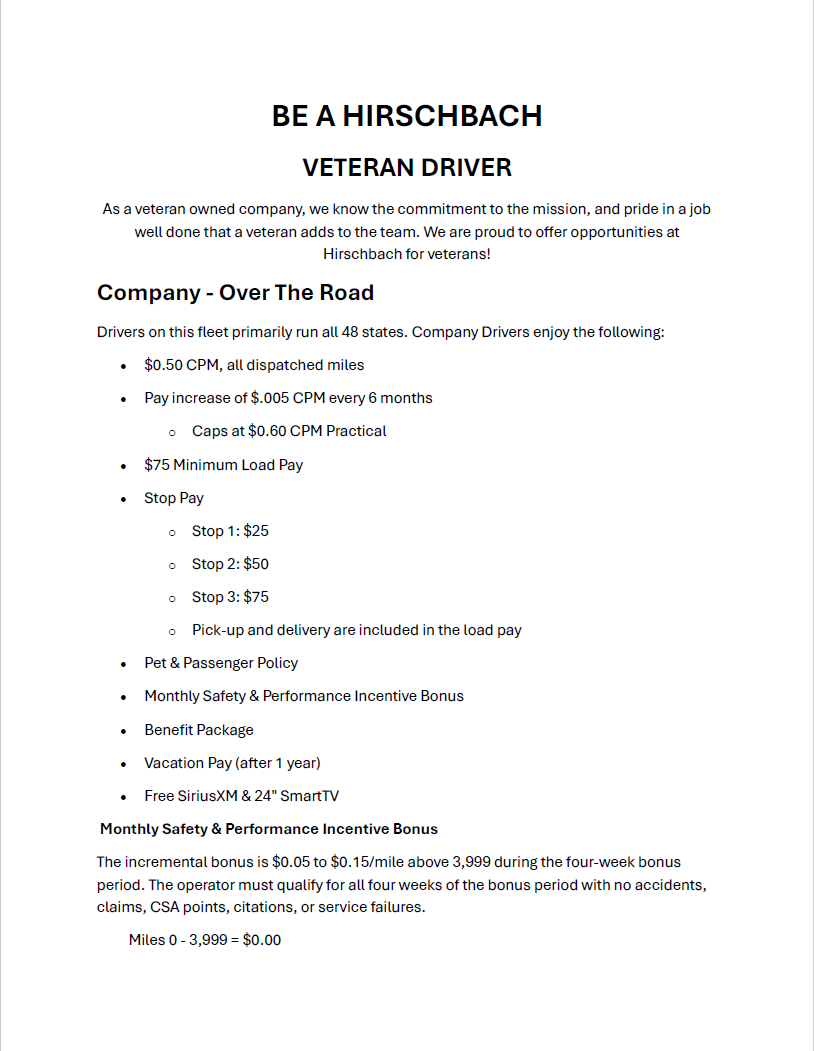 hirsch OTR drivers HIRSCHBACH